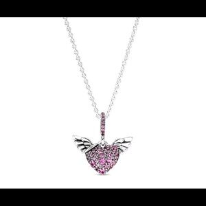 925 pure silver stamped hot pink angel pendant necklace